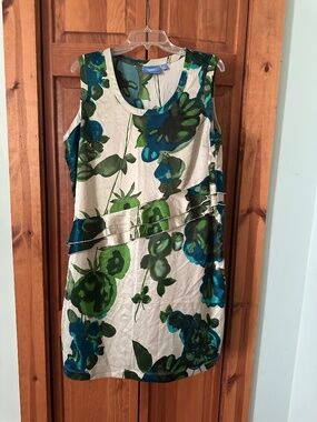 Floral cream and green midi dress